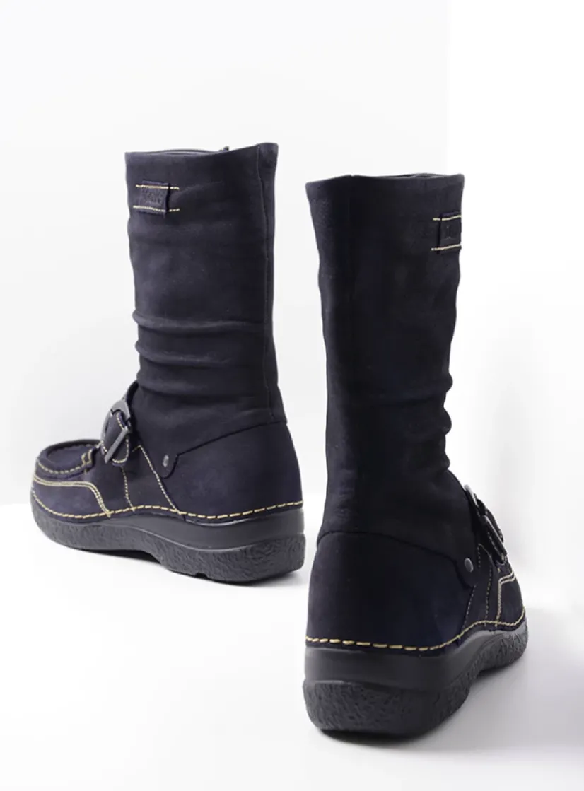 Wolky Roll Jacky - blauw nubuck<DAMES Halfhoge Laarzen|Herfst/Winter