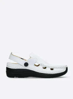 Wolky Roll Multi - wit leer<DAMES Slippers|Klompen