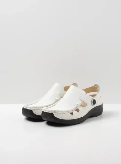 Wolky Roll Multi - wit leer<DAMES Slippers|Klompen