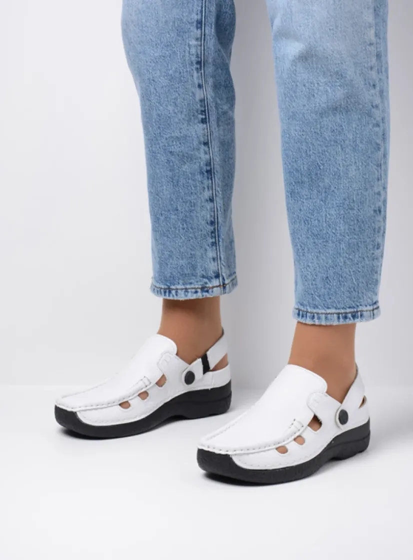 Wolky Roll Multi - wit leer<DAMES Slippers|Klompen
