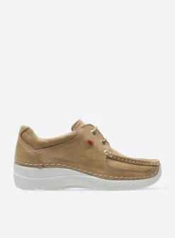 Wolky Roll Shoe - beige nubuck<DAMES Lage Veterschoenen