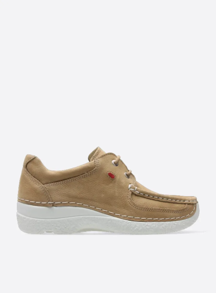 Wolky Roll Shoe - beige nubuck<DAMES Lage Veterschoenen