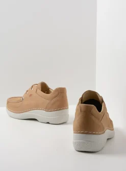 Wolky Roll Shoe - beige nubuck<DAMES Lage Veterschoenen