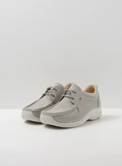 Wolky Roll Shoe - lichtgrijs nubuck<DAMES Lage Veterschoenen