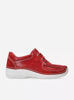 Wolky Roll Shoe - rood effectleer<DAMES Lage Veterschoenen