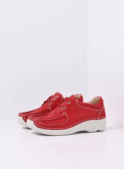 Wolky Roll Shoe - rood effectleer<DAMES Lage Veterschoenen