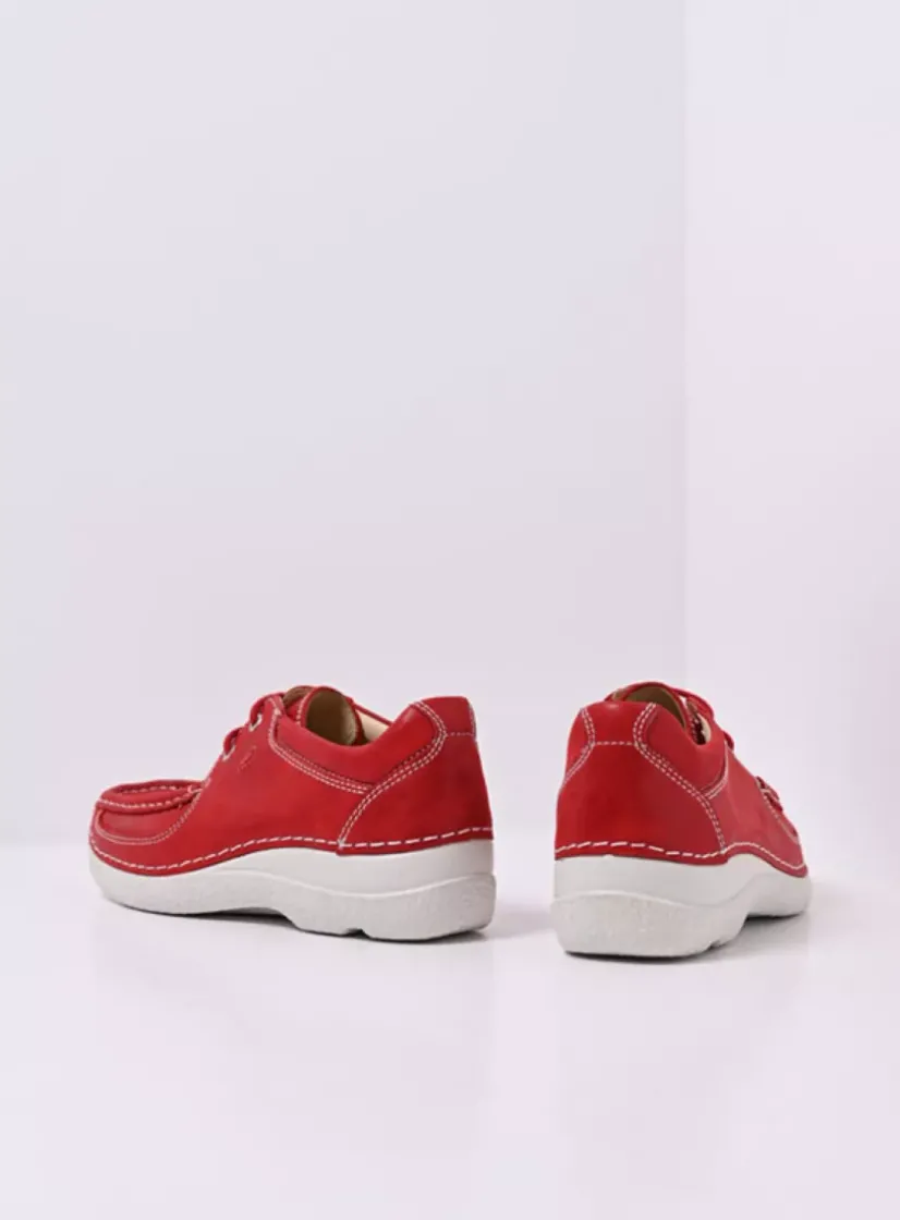 Wolky Roll Shoe - rood effectleer<DAMES Lage Veterschoenen