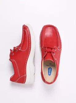 Wolky Roll Shoe - rood effectleer<DAMES Lage Veterschoenen