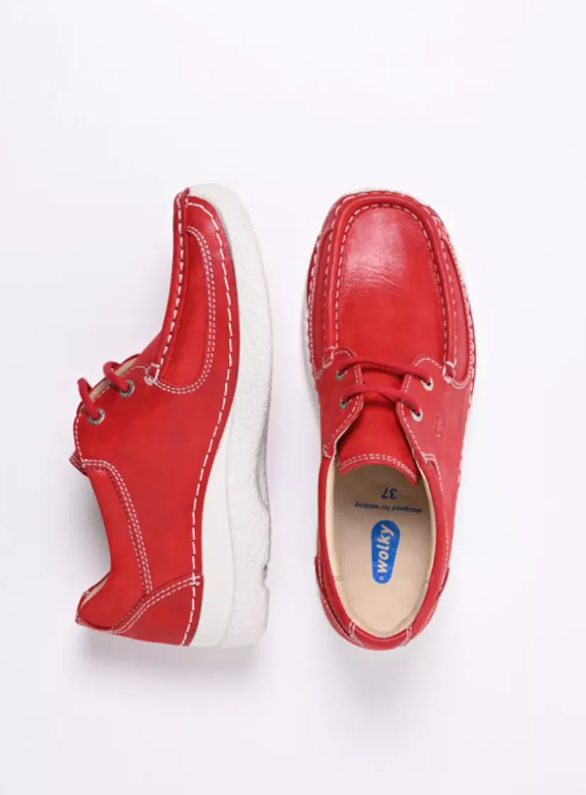 Wolky Roll Shoe - rood effectleer<DAMES Lage Veterschoenen