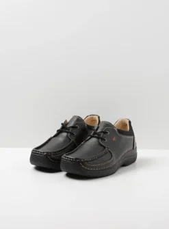 Wolky Roll Shoe - zwart leer<DAMES Lage Veterschoenen