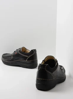 Wolky Roll Shoe - zwart leer<DAMES Lage Veterschoenen