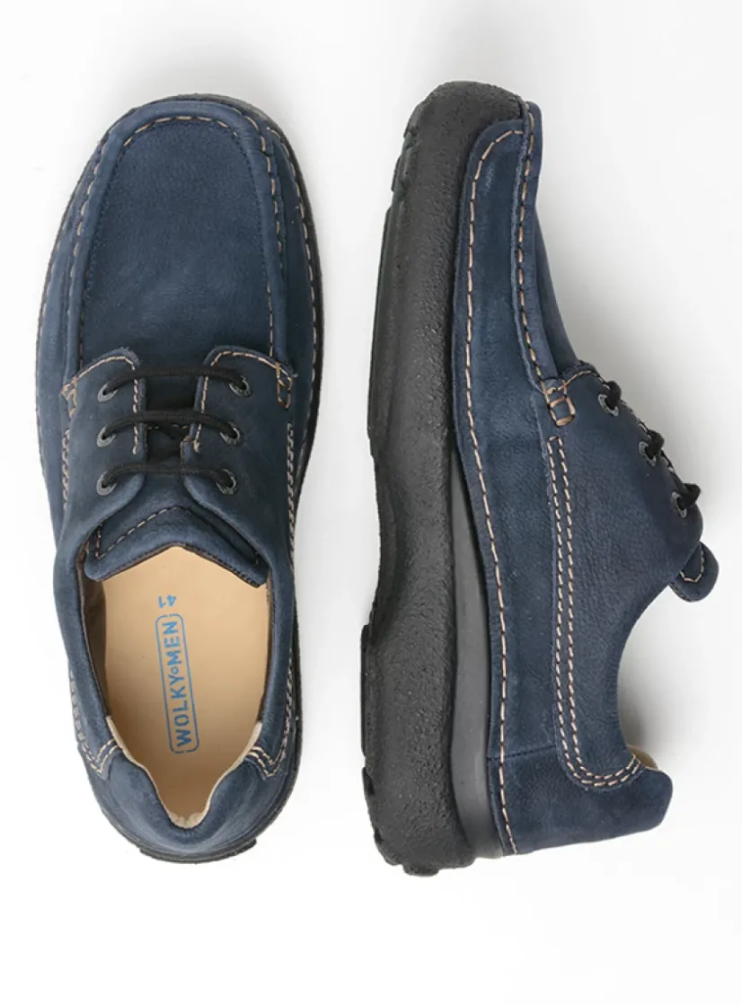 Wolky Roll Shoe Men - blauw nubuck<Heren Veterschoenen Heren|Comfortschoenen Heren