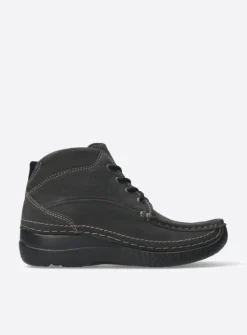 Wolky Roll Shoot - asfalt nubuck<DAMES Hoge Veterschoenen|Herfst/Winter