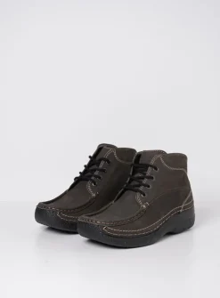 Wolky Roll Shoot - asfalt nubuck<DAMES Hoge Veterschoenen|Herfst/Winter