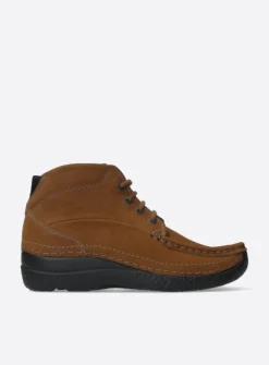 Wolky Roll Shoot - cognac nubuck<DAMES Hoge Veterschoenen|Herfst/Winter