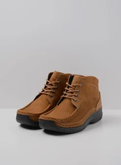 Wolky Roll Shoot - cognac nubuck<DAMES Hoge Veterschoenen|Herfst/Winter