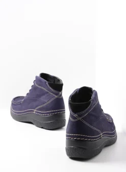 Wolky Roll Shoot - paars nubuck<DAMES Hoge Veterschoenen|Herfst/Winter