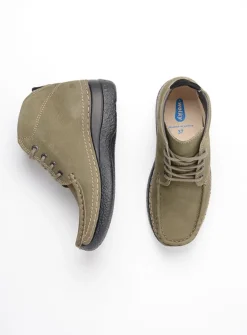 Wolky Roll Shoot - pesto groen nubuck<DAMES Hoge Veterschoenen|Herfst/Winter