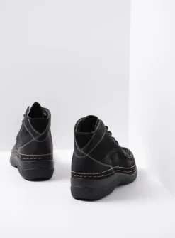 Wolky Roll Shoot - zwart nubuck<DAMES Hoge Veterschoenen|Herfst/Winter