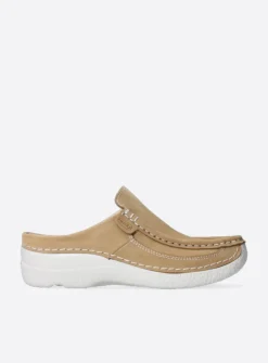 Wolky Roll Slide - beige nubuck<DAMES Slippers|Klompen