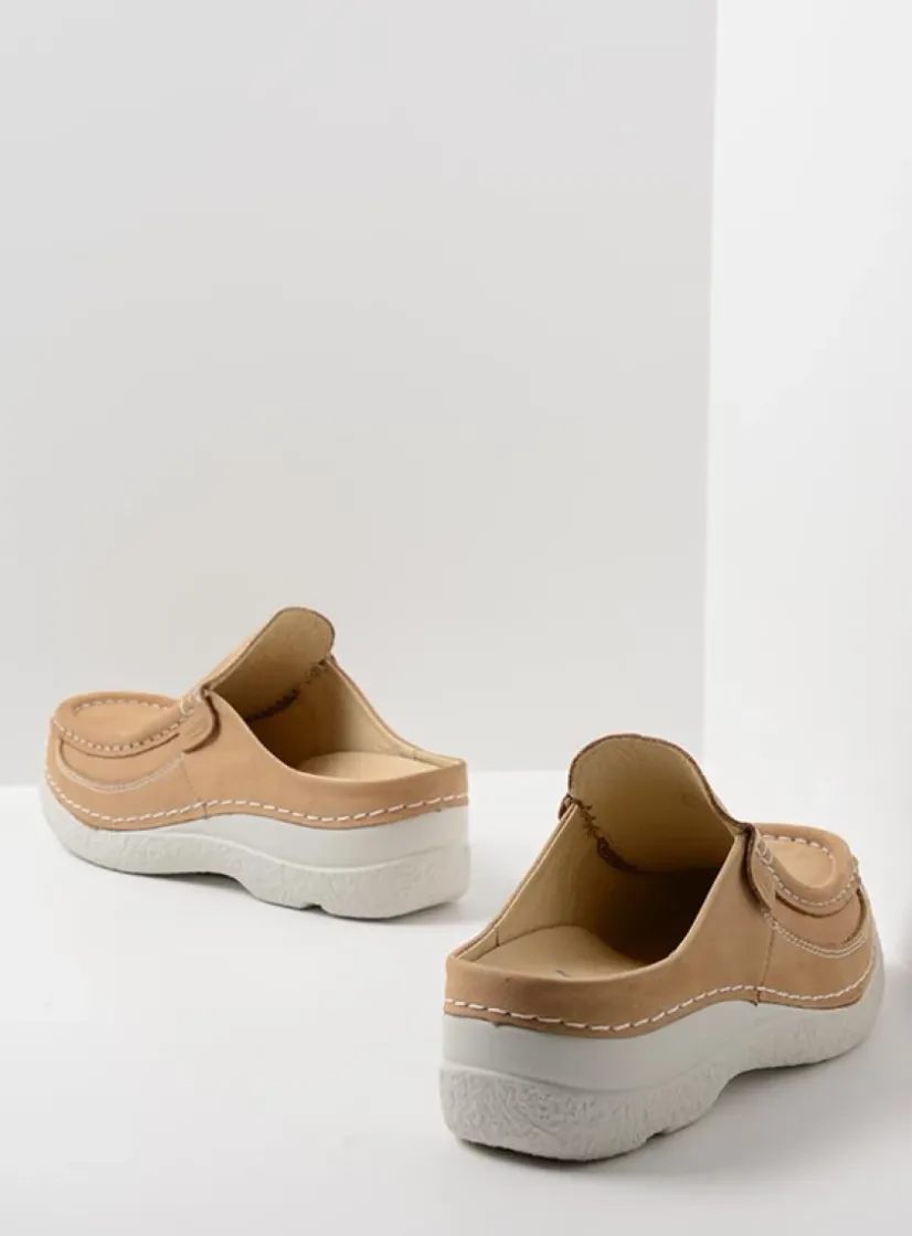 Wolky Roll Slide - beige nubuck<DAMES Slippers|Klompen