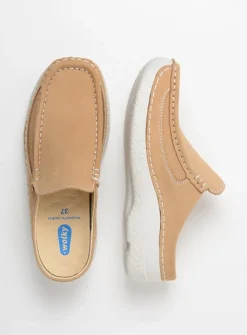 Wolky Roll Slide - beige nubuck<DAMES Slippers|Klompen