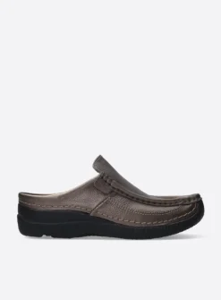 Wolky Roll Slide - brons geprint leer<DAMES Slippers|Klompen