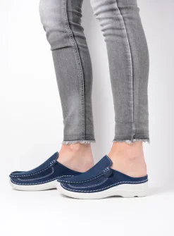 Wolky Roll Slide - denim nubuck<DAMES Slippers|Klompen