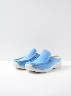 Wolky Roll Slide - hemelsblauw nubuck<DAMES Slippers|Klompen
