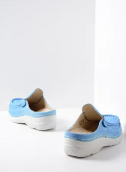 Wolky Roll Slide - hemelsblauw nubuck<DAMES Slippers|Klompen