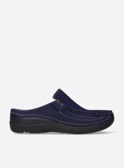 Wolky Roll Slide - paars nubuck<DAMES Slippers|Klompen