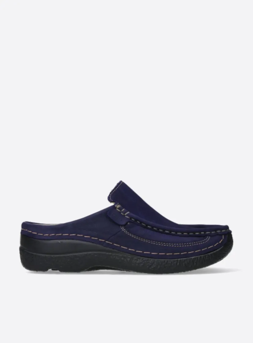 Wolky Roll Slide - paars nubuck<DAMES Slippers|Klompen