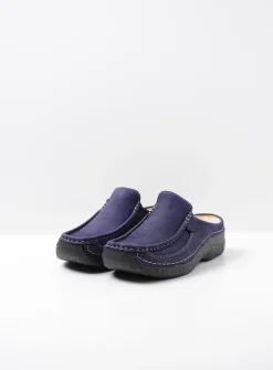 Wolky Roll Slide - paars nubuck<DAMES Slippers|Klompen
