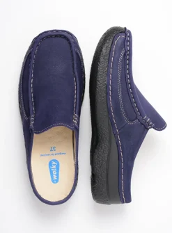 Wolky Roll Slide - paars nubuck<DAMES Slippers|Klompen