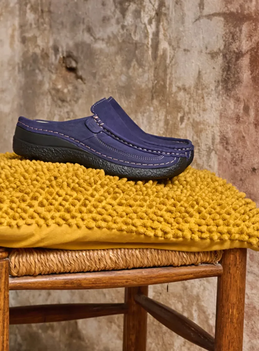 Wolky Roll Slide - paars nubuck<DAMES Slippers|Klompen