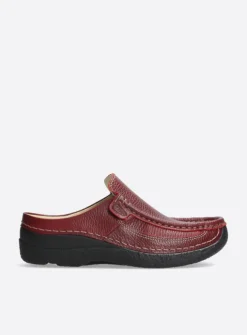 Wolky Roll Slide - rood leer<DAMES Slippers|Klompen