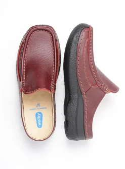 Wolky Roll Slide - rood leer<DAMES Slippers|Klompen