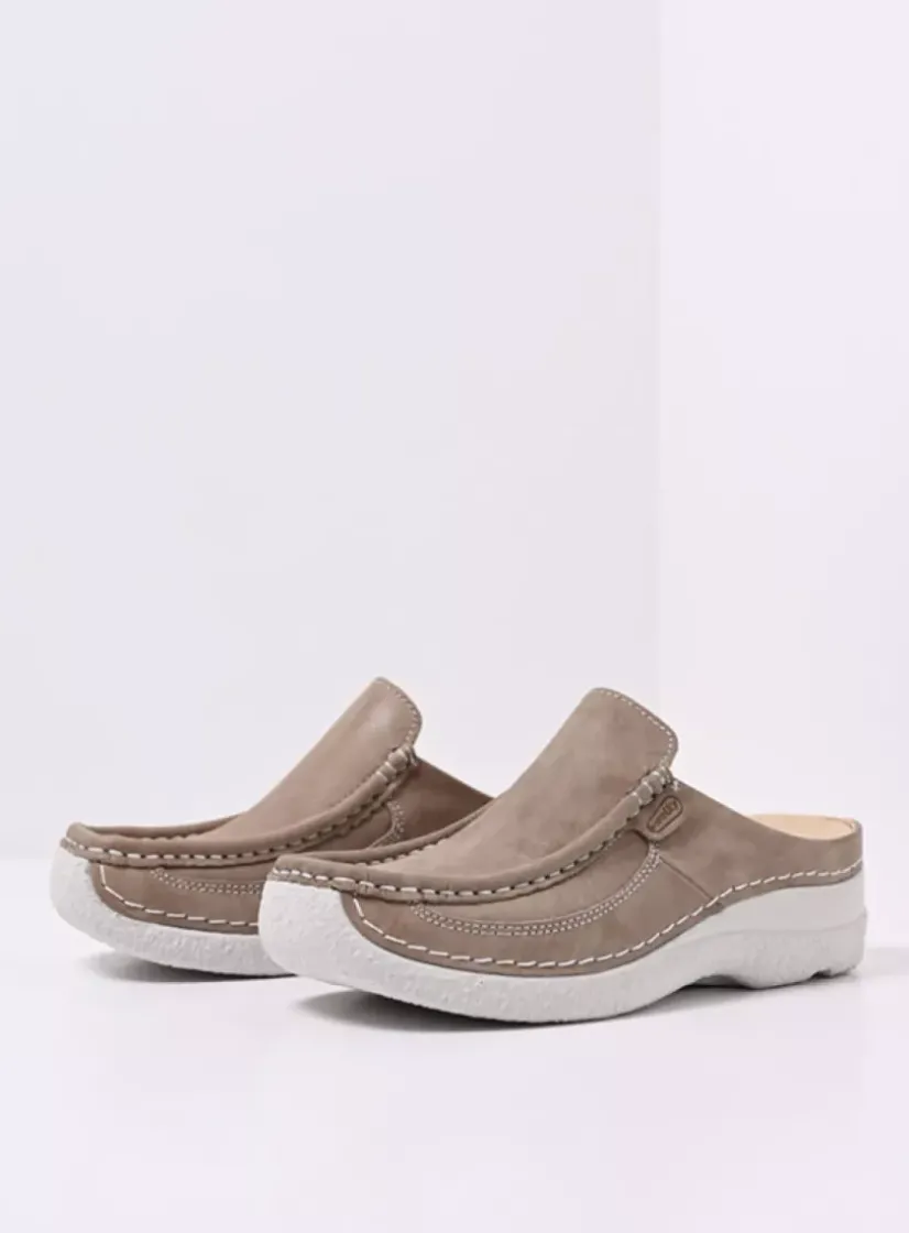 Wolky Roll Slide - safari effectleer<DAMES Slippers|Klompen
