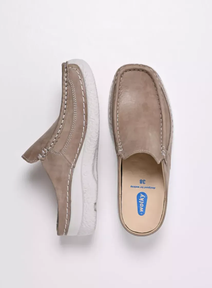 Wolky Roll Slide - safari effectleer<DAMES Slippers|Klompen