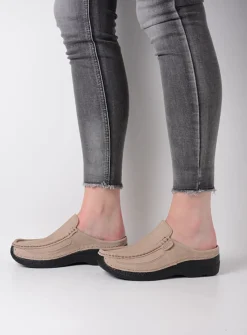 Wolky Roll Slide - safari nubuck<DAMES Slippers|Klompen