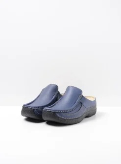 Wolky Roll Slide - sky-blue leer<DAMES Slippers|Klompen