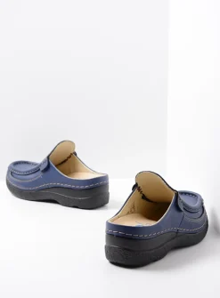 Wolky Roll Slide - sky-blue leer<DAMES Slippers|Klompen