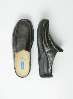 Wolky Roll Slide - slangenprint donkerbruin leer<DAMES Slippers|Klompen