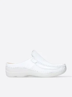 Wolky Roll Slide - wit leer<DAMES Slippers|Klompen
