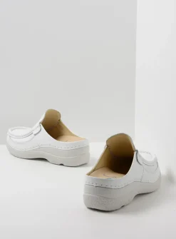 Wolky Roll Slide - wit leer<DAMES Slippers|Klompen