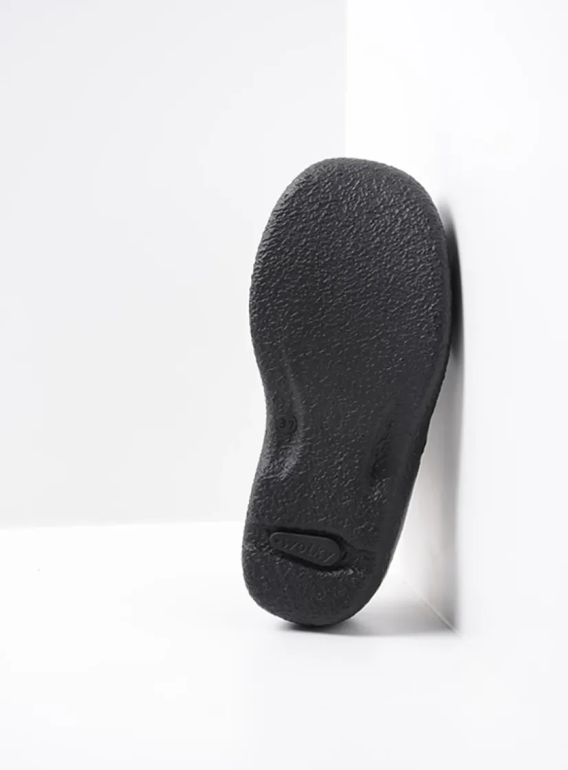 Wolky Roll Slide - zwart leer<DAMES Slippers|Klompen