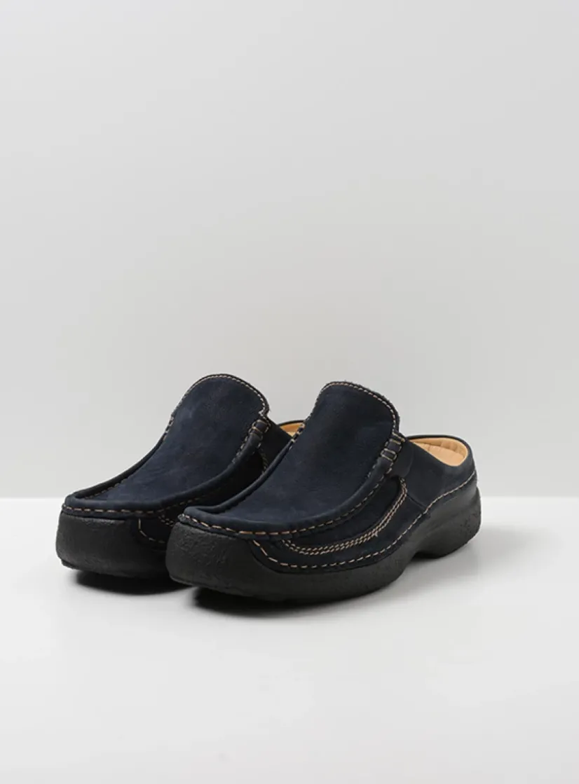 Wolky Roll Slide men - blauw nubuck<Heren Slippers Heren|Klompen Heren