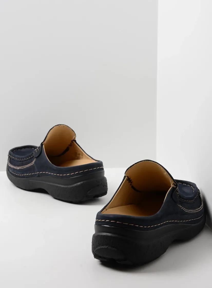 Wolky Roll Slide men - blauw nubuck<Heren Slippers Heren|Klompen Heren