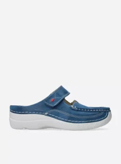 Wolky Roll Slipper - blauw effectleer<DAMES Slippers|Klompen
