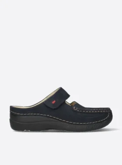 Wolky Roll Slipper - blauw nubuck<DAMES Klompen|Slippers